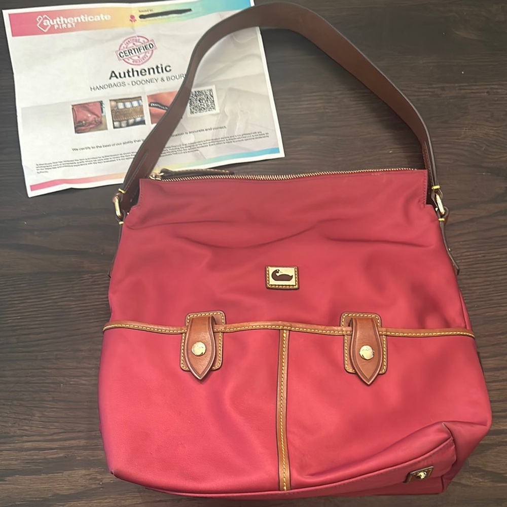 Dooney & Bourke Red and Brown Shoulder Bag